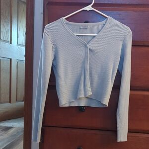 Light Gray Ribbed Cardigan
